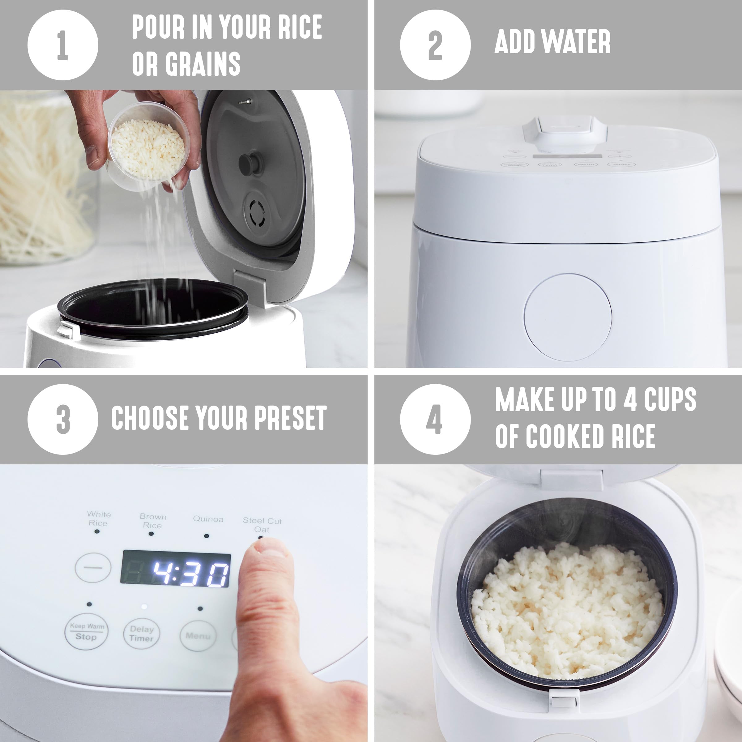 GreenLife delayed timer feature enabling flexible meal planning.
