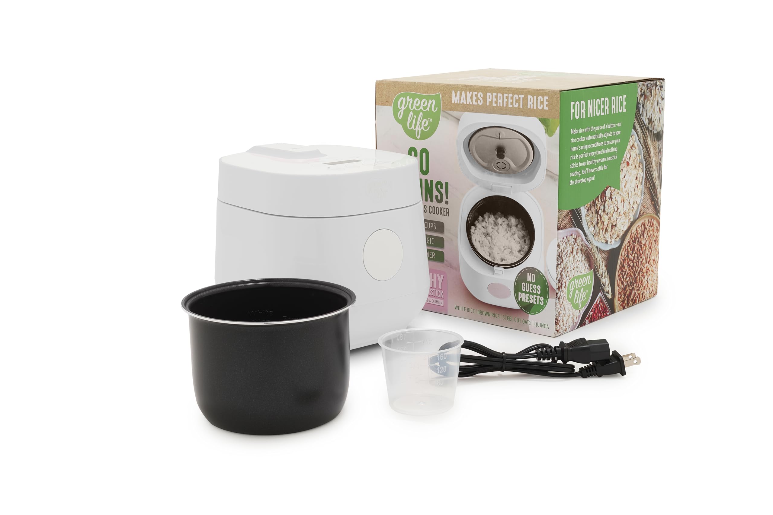 Green Rice Cook Unity GreenLife Digital Rice Cooker | 2-Cup Uncooked / 4-Cups Cooked | One-T ...