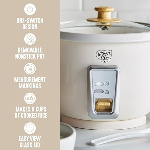 GreenLife one-touch operation simplifies cooking with a single button.