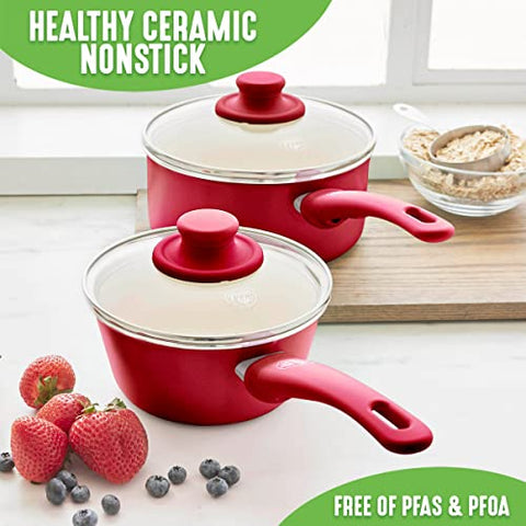 GreenLife Soft Grip 2QT saucepan with ergonomic handle for comfortable cooking.