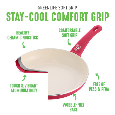 GreenLife stay-cool handles stay comfortable while simmering and stirring.