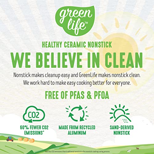 GreenLife wobble-free base provides even heating across pots and pans.