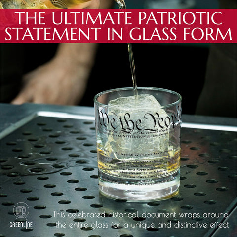 Greenline Goods constitution wrap close-up shows heritage and craftsmanship on the glass.