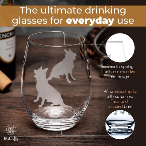 Greenline Goods stemless glass highlighting dishwasher-safe, durable design