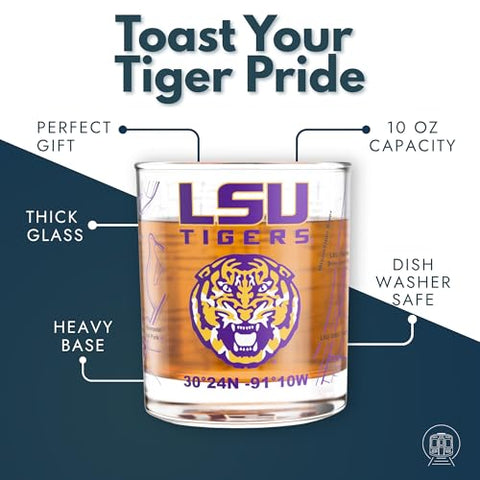 Greenline Goods LSU Tigers glasses show campus map wrap for nostalgic vibes