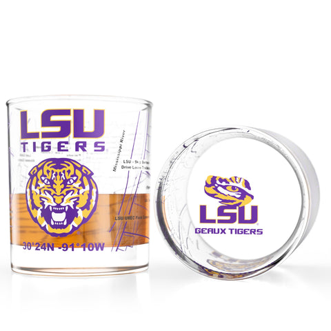 Greenline Goods LSU Tigers glasses with full-color logo ideal for game day use