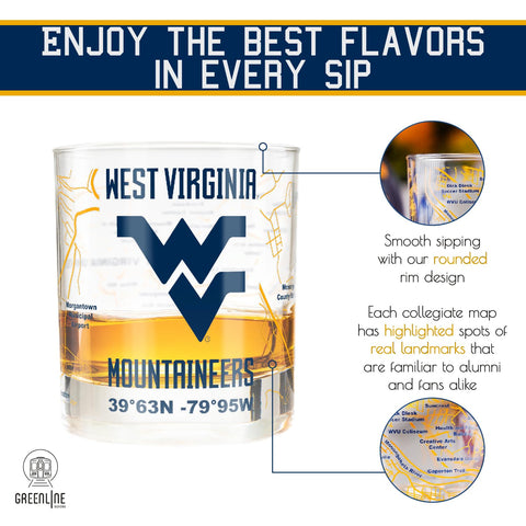 10 oz heavy-base Mountaineers glass ideal for bourbon or Old Fashioned.