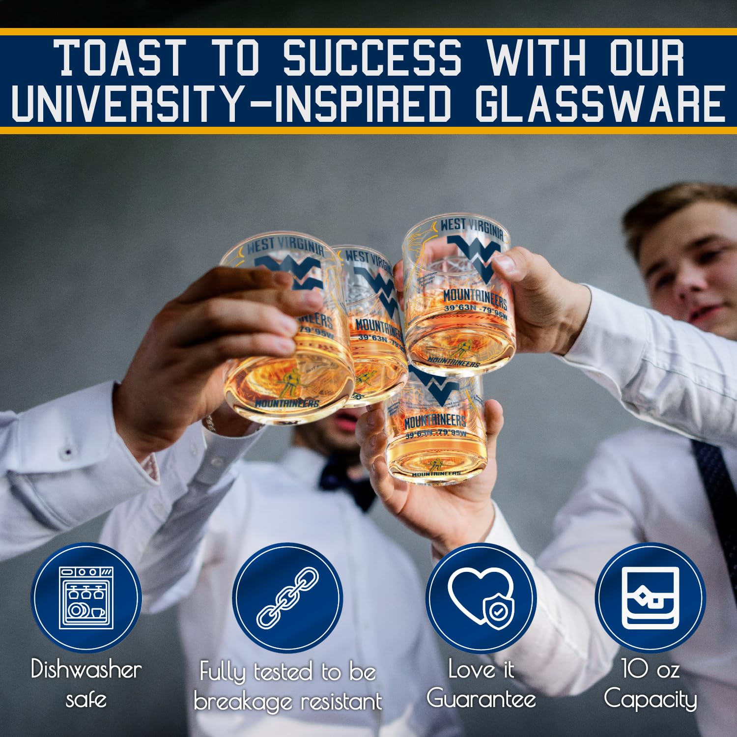 Dishwasher-safe Mountaineers glass maintained print durability after wash.