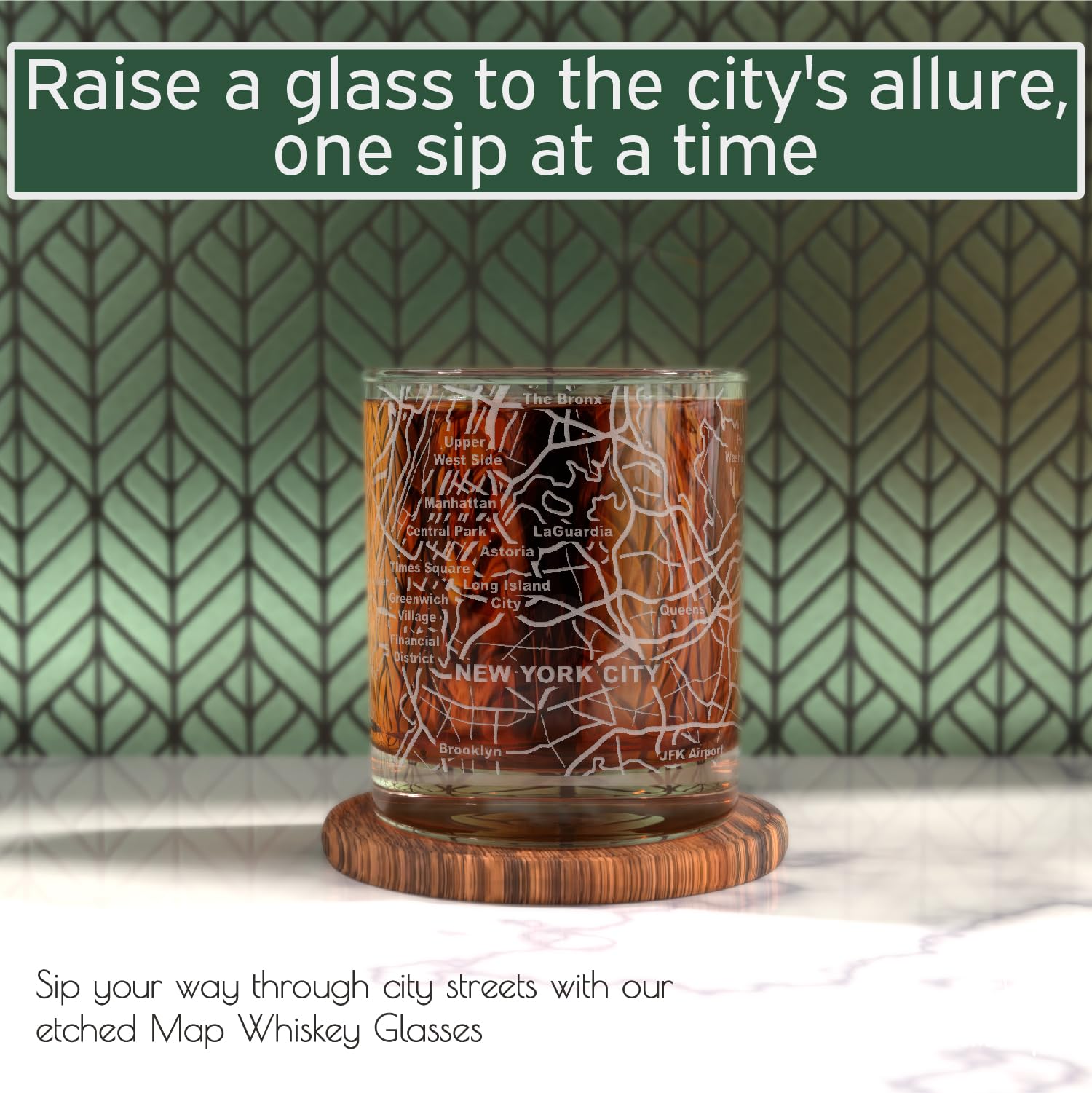 Greenline Goods 10 oz whiskey glass with a heavy base ensures stability.