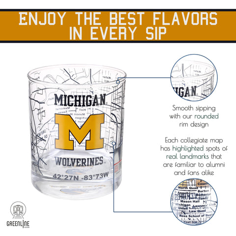 Greenline Goods Wolverines glasses dishwasher-safe print—easy care after game day.