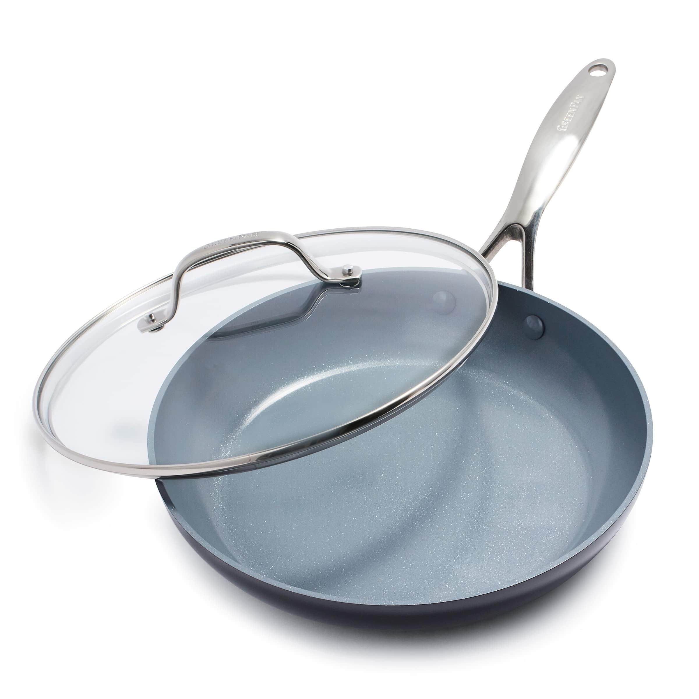 GreenPan Valencia Pro 10in frying pan with lid for even browning and easy monitoring
