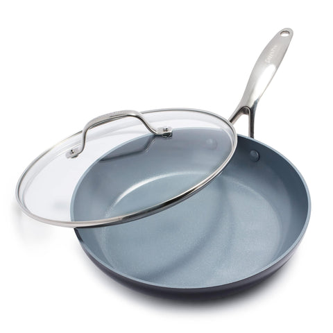 GreenPan Valencia Pro 10in frying pan with lid for even browning and easy monitoring