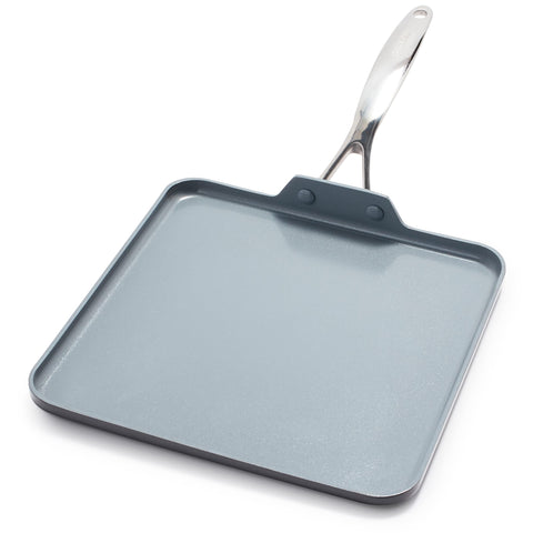GreenPan Valencia Pro 11-inch griddle pan top view shows even heating and easy release.