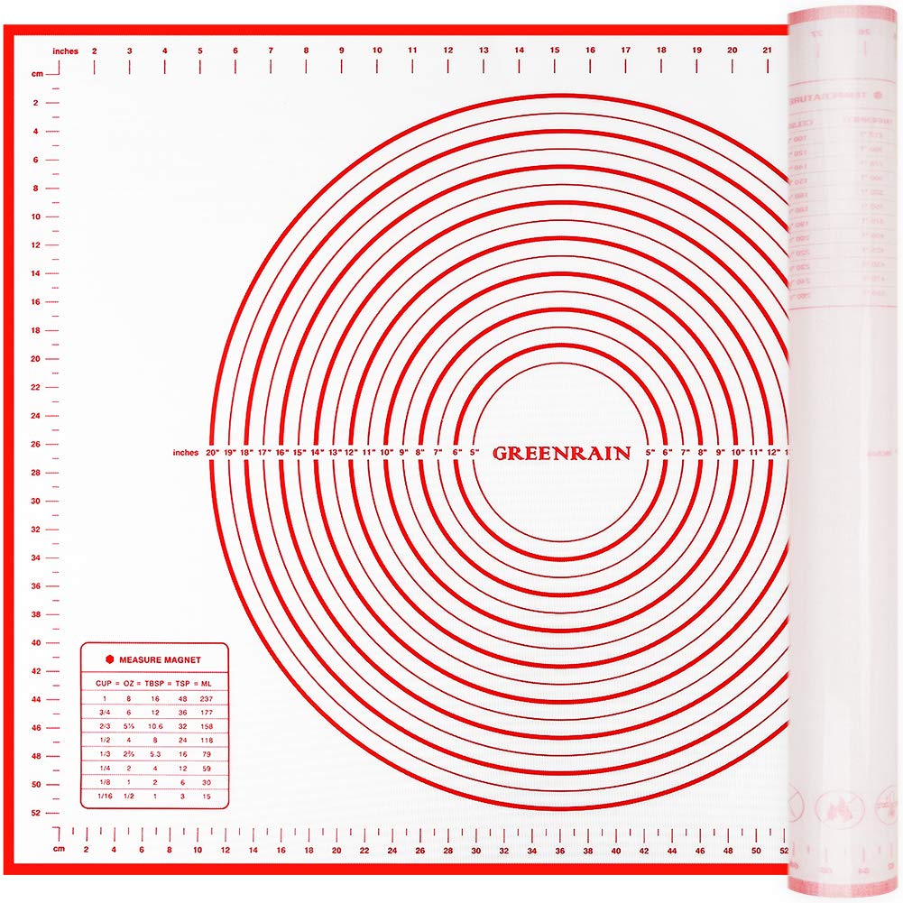 Greenrain silicone pastry mat XXL red rolling dough on a clean counter