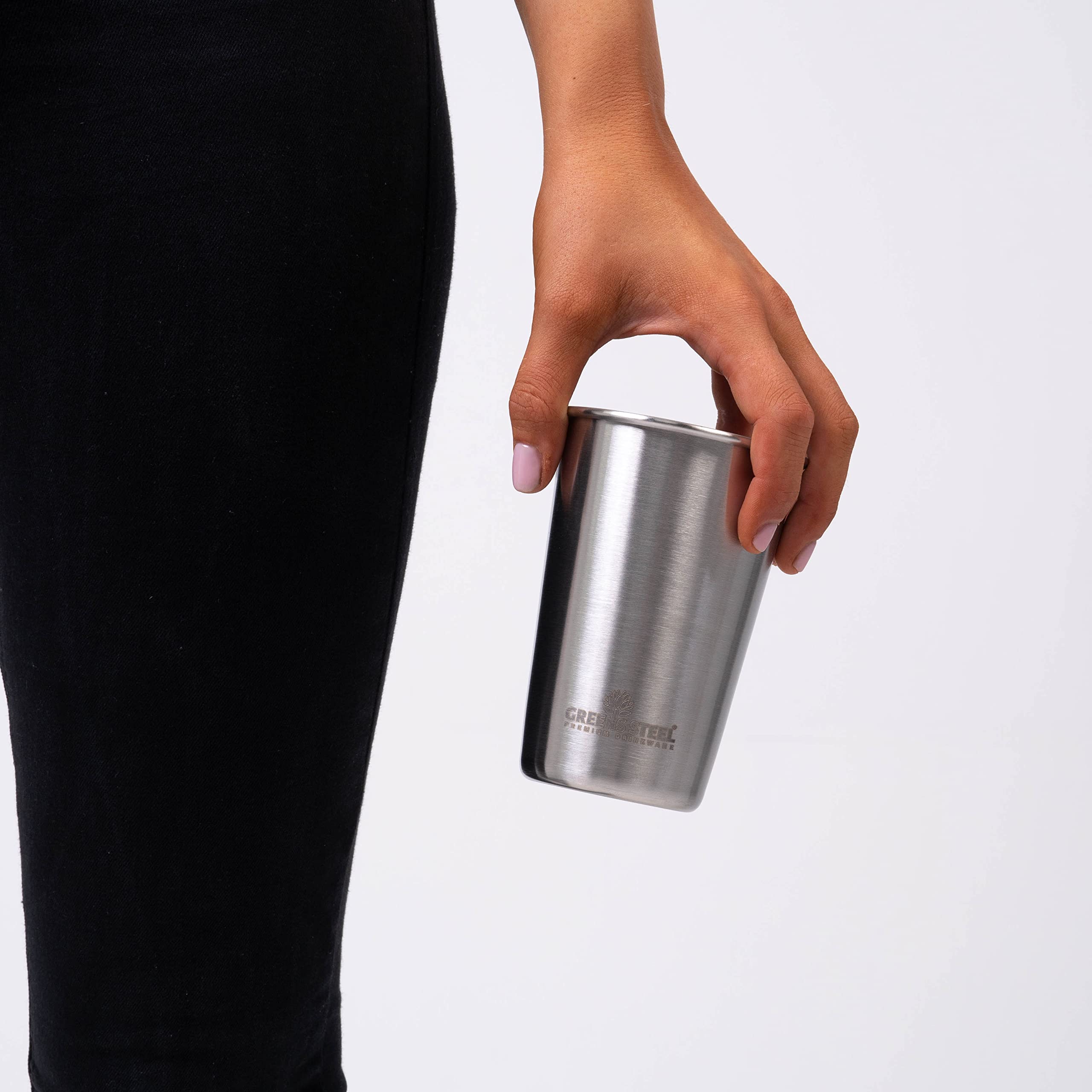 Greens Steel 20oz tumbler can be used for hot drinks with a sleeve.