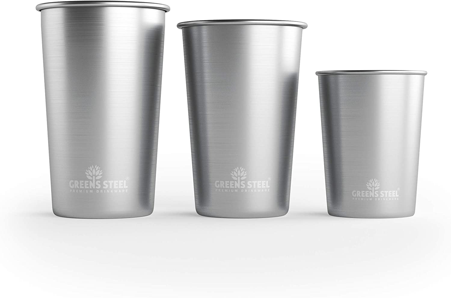 Greens Steel 20oz tumbler packaging made from recycled materials.