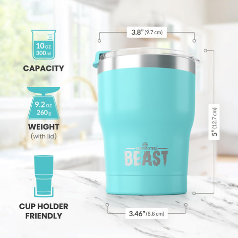 Greens Steel Beast 10oz powder-coated finish resists scratches and rust