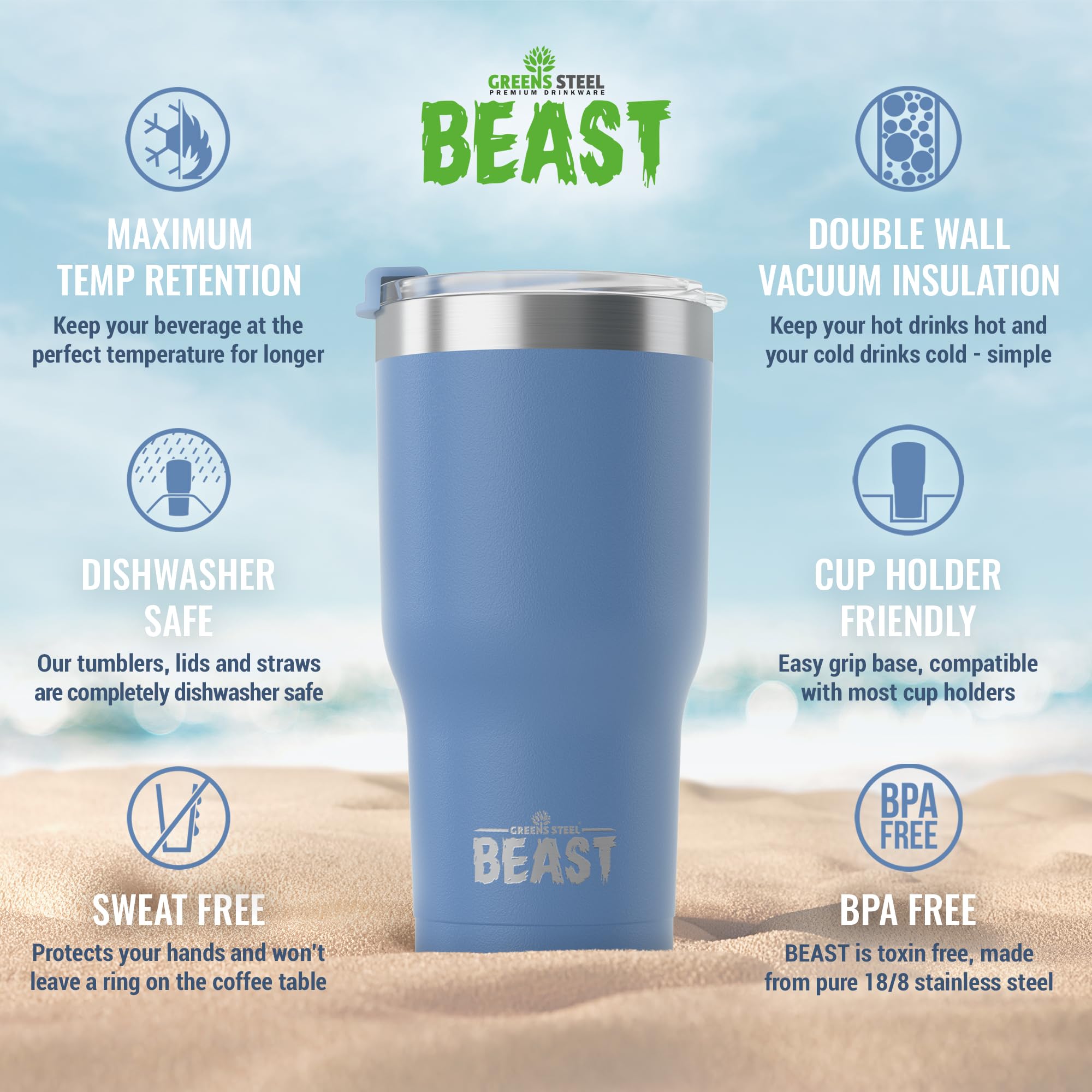 Greens Steel Beast 30oz insulation performance tested for temperature stability