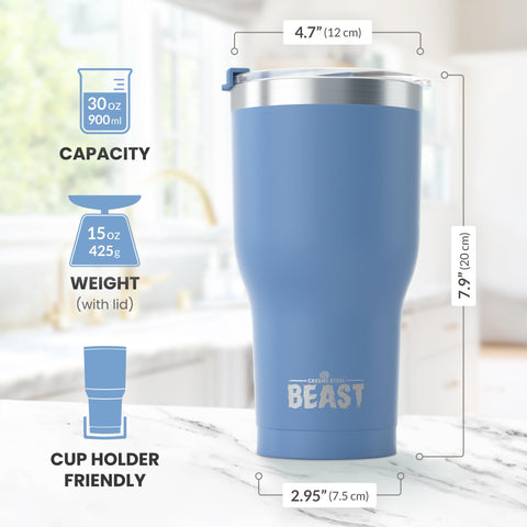 Greens Steel Beast 30oz splash-proof lid in use during a commute