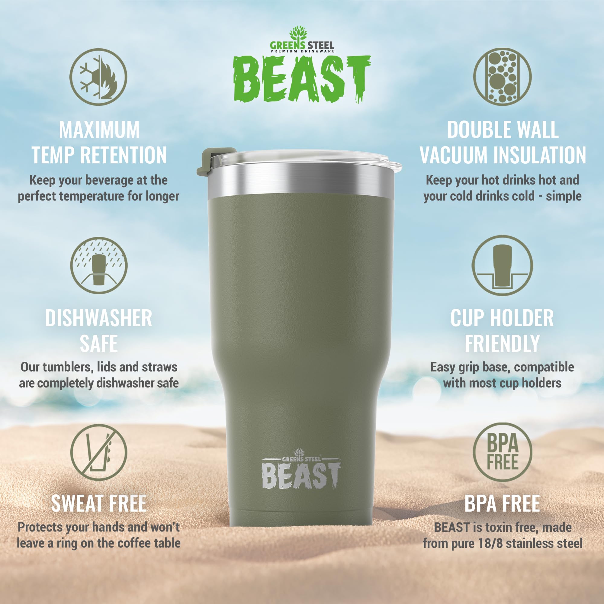 Greens Steel Beast two-straw bundle for versatility.