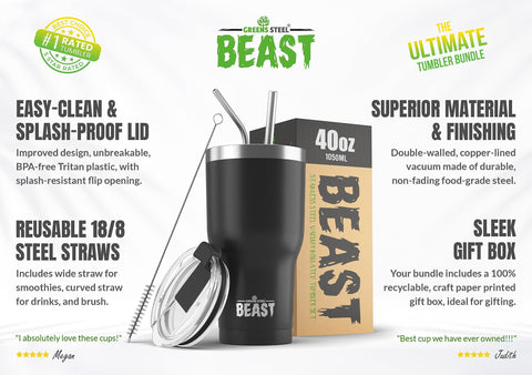 Greens Steel Beast 40oz interior electro-polished prevents flavor transfer for pure taste.
