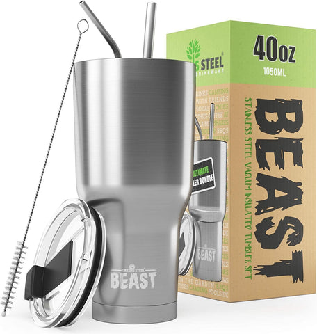 Greens Steel Beast 40oz side view demonstrates large capacity for all-day hydration