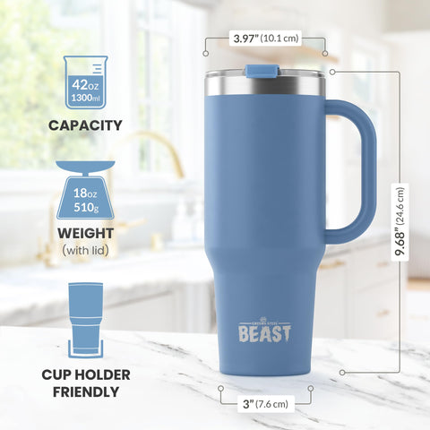 Greens Steel Beast 42 oz tumbler leak-proof lid for mess-free transport