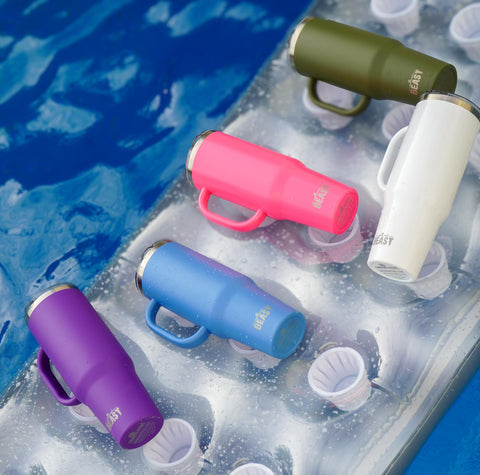 Curved straw for water and wide straw for smoothies included with the Beast 50oz.