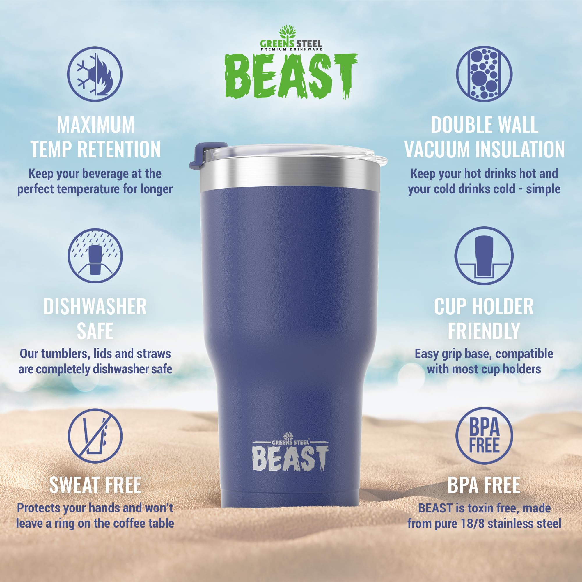 Greens Steel Beast straight straw ideal for shakes and smoothies.