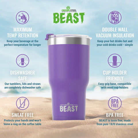 Greens Steel Beast straw brush included for easy cleaning