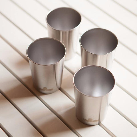 Greens Steel dishwasher-safe cups simplify cleaning after meals.