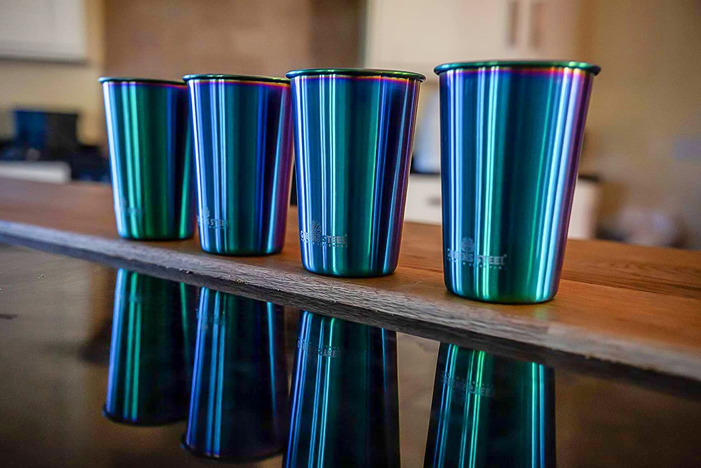 Kid-friendly Greens Steel cup in rainbow finish for adventures