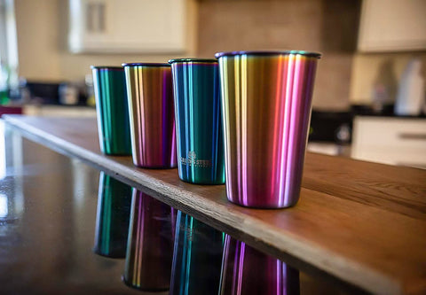 Greens Steel 4-pack rainbow cups ready for family beverages