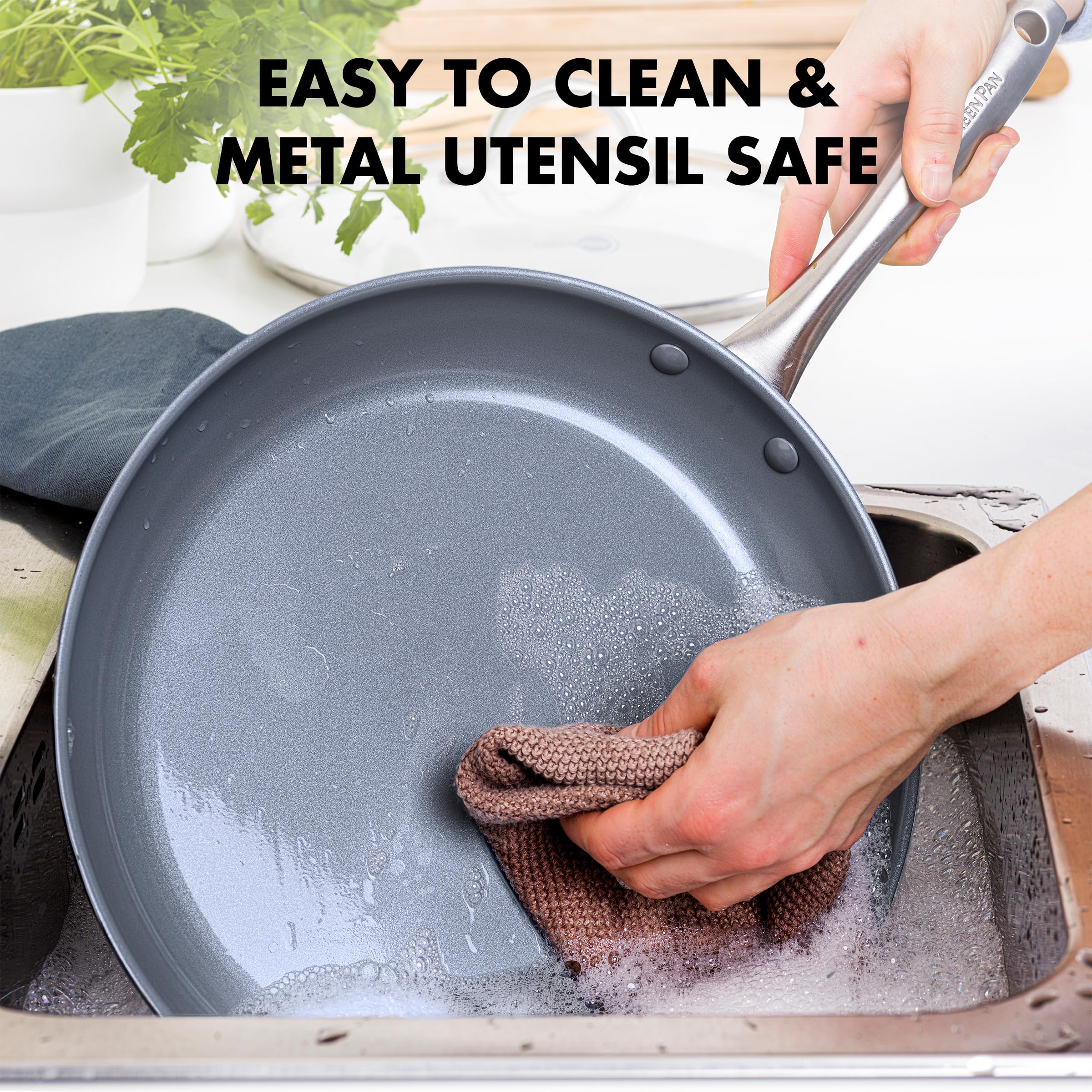 GreenPan Lima nonstick pan clean-up after hand washing