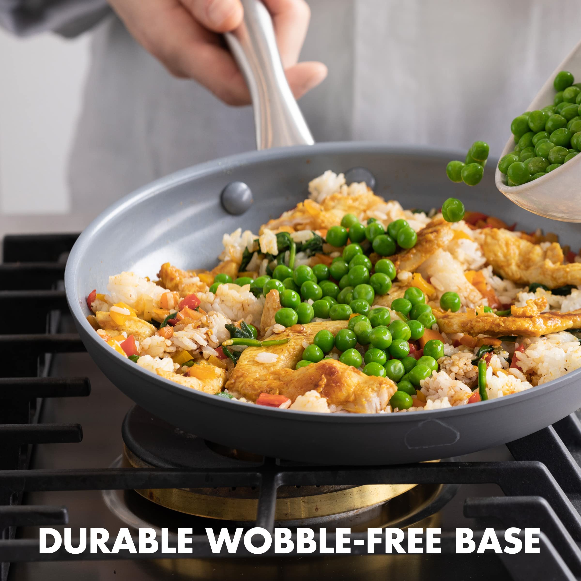 GreenPan Lima frying pan in oven-safe stance up to 600°F