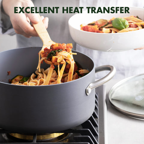 GreenPan Lima is oven-safe up to 600°F for versatile cooking.