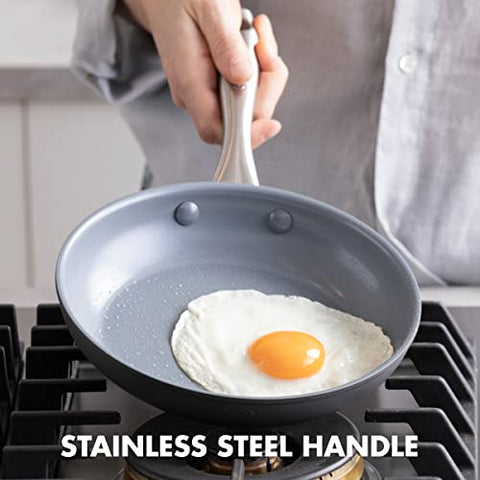 GreenPan Lima pan on stove high heat demonstrating oven-to-stovetop versatility