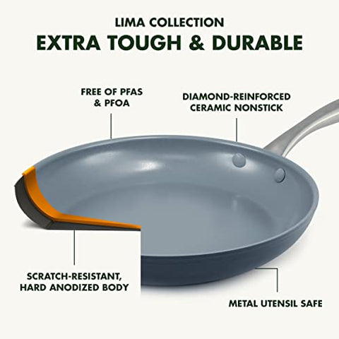 Thermolon ceramic nonstick coating on Lima prevents sticking.