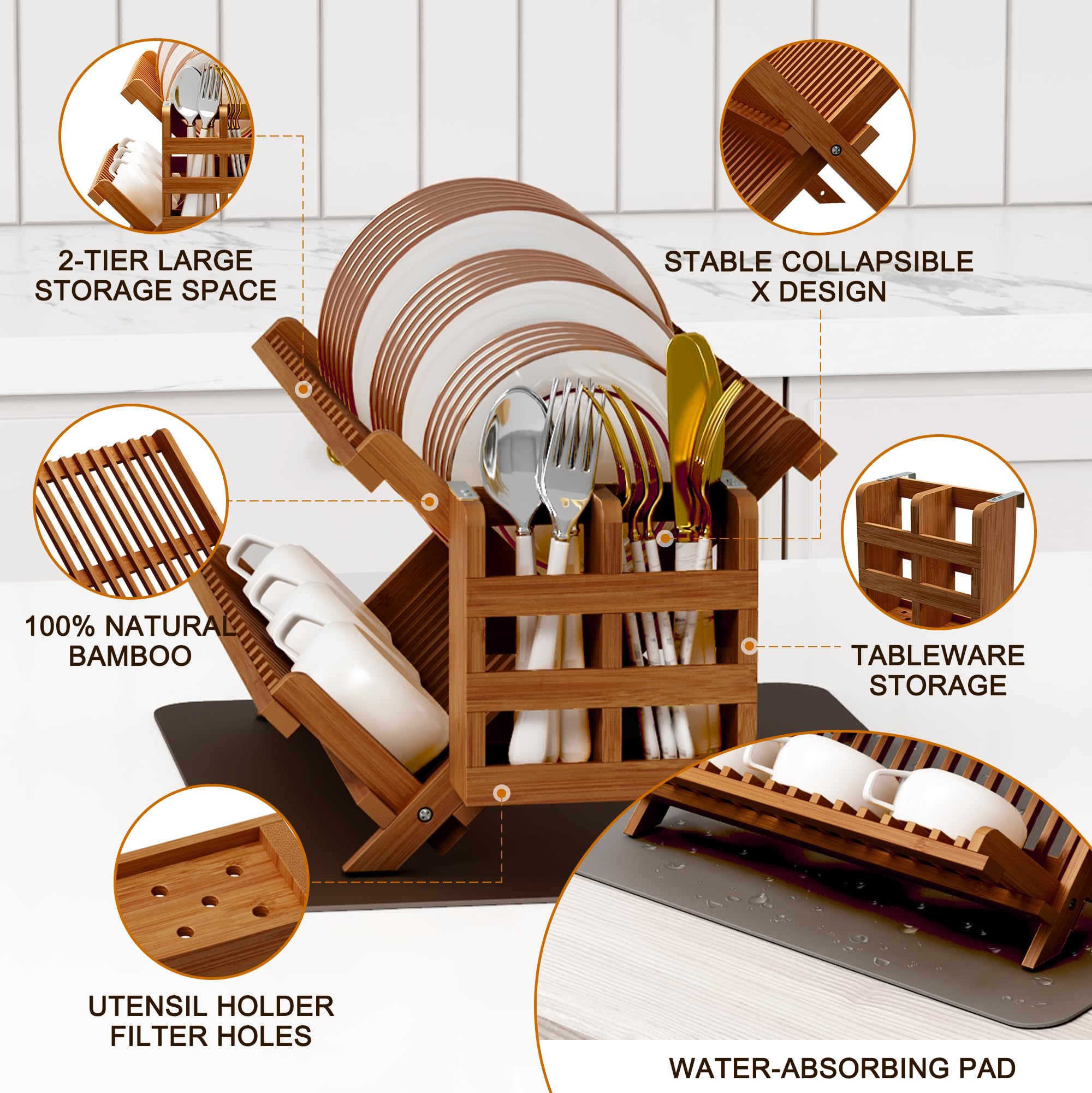 Greenual Foldable Bamboo Rack saves space when not in use.