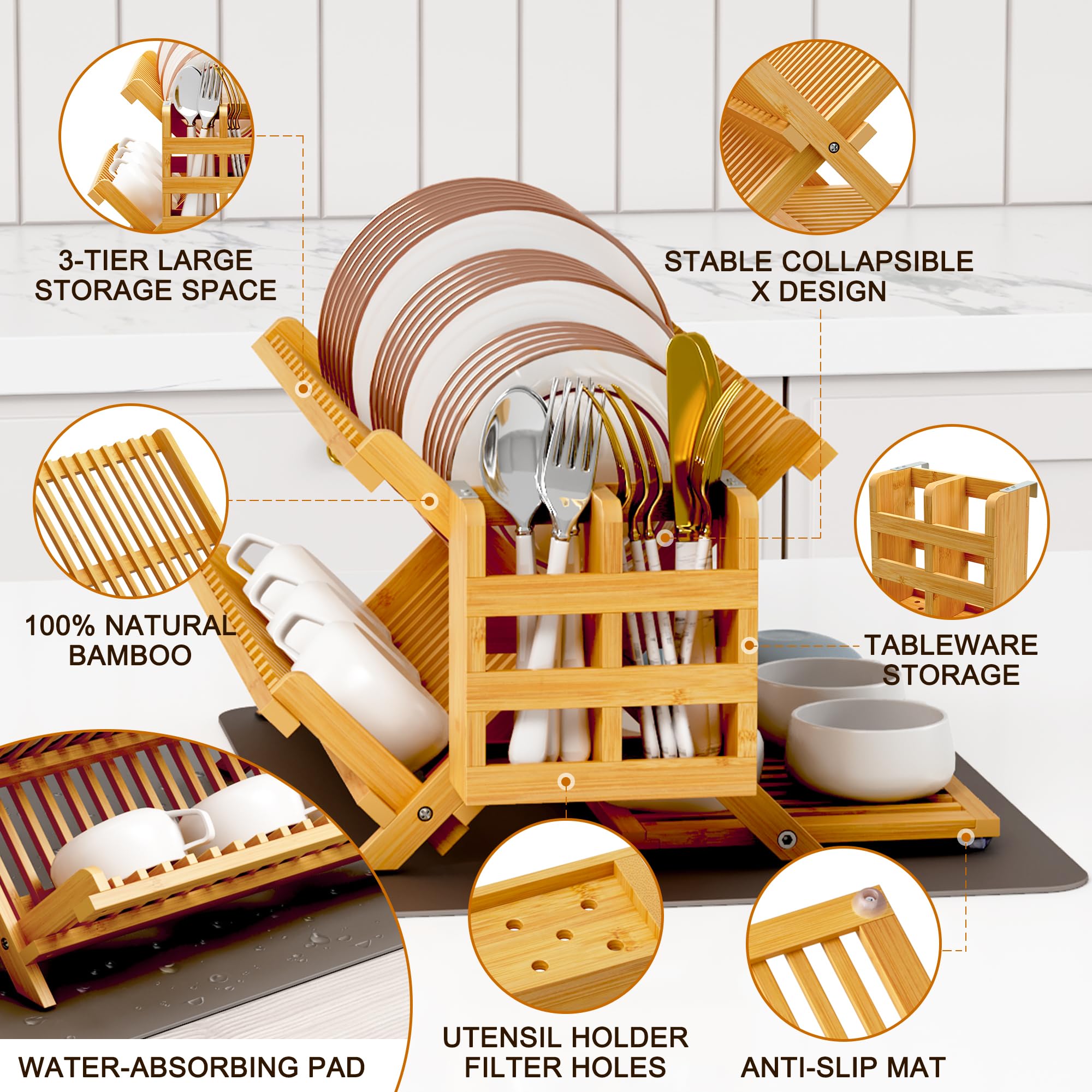 Greenual utensil holder on the rack provides quick access to utensils while drying.