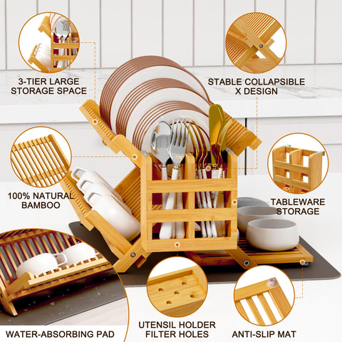 Greenual utensil holder on the rack provides quick access to utensils while drying.