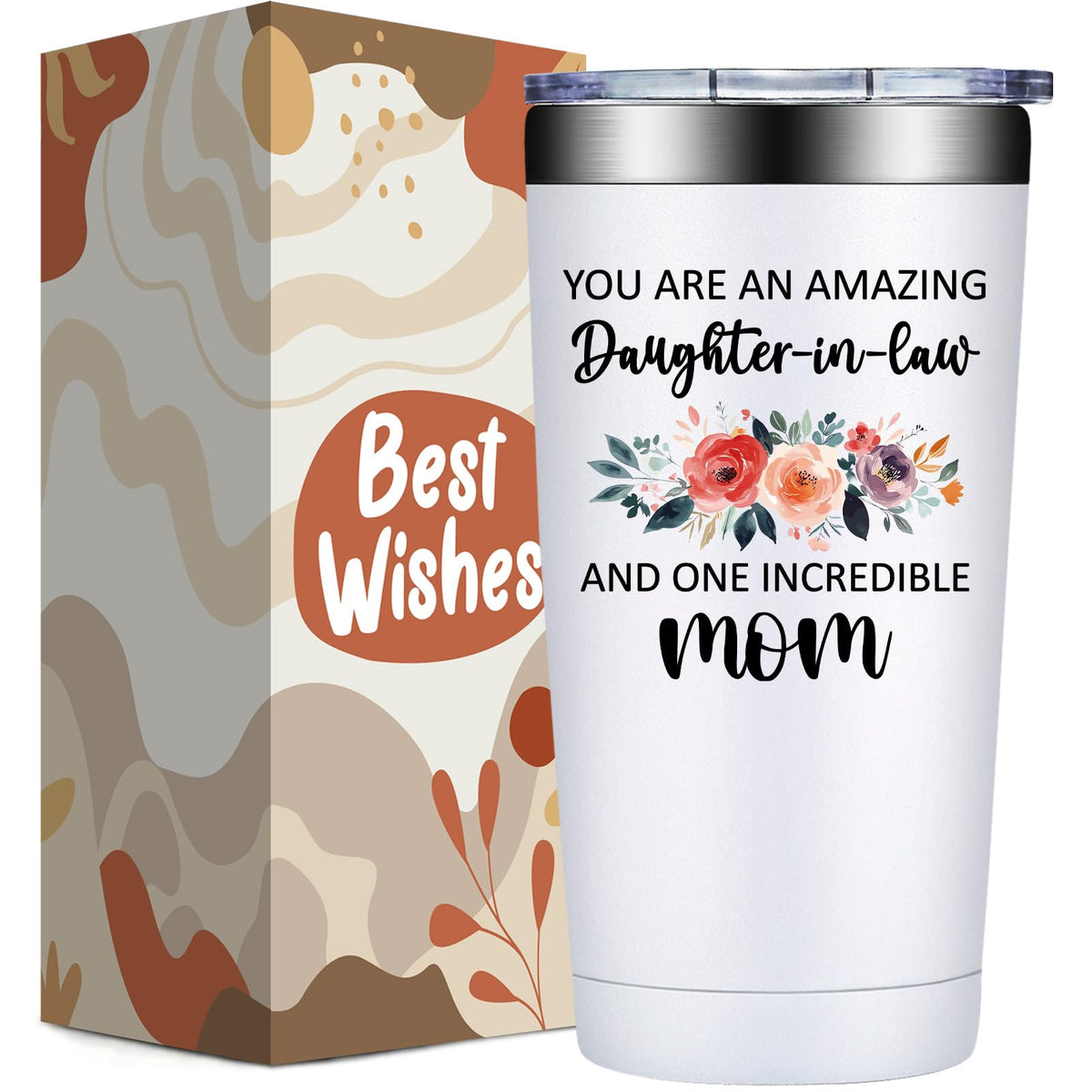 Grifarny You Are an Amazing Daughter-in-Law Tumbler 20 oz shown in a festive gift box for gifting.