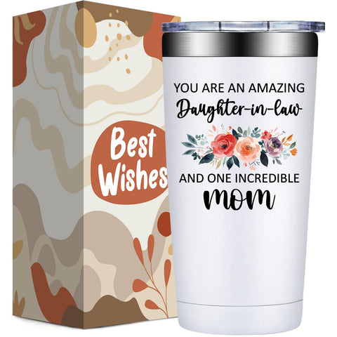 Grifarny You Are an Amazing Daughter-in-Law Tumbler 20 oz shown in a festive gift box for gifting.