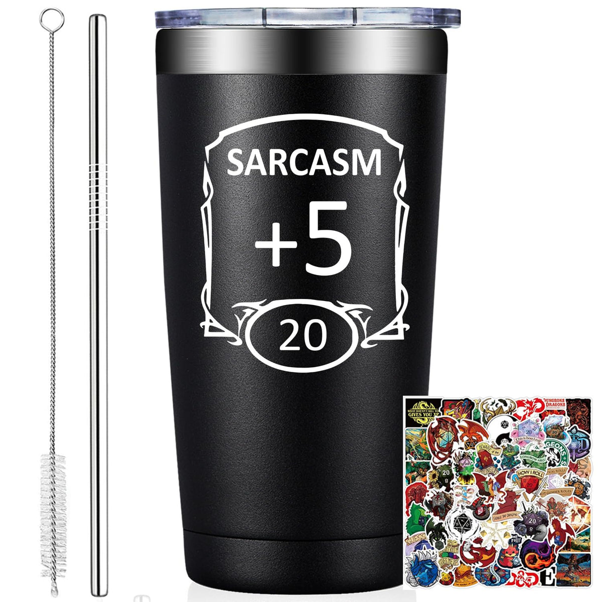 Grifarny D&D tumbler with sarcasm words keeps coffee hot during long sessions