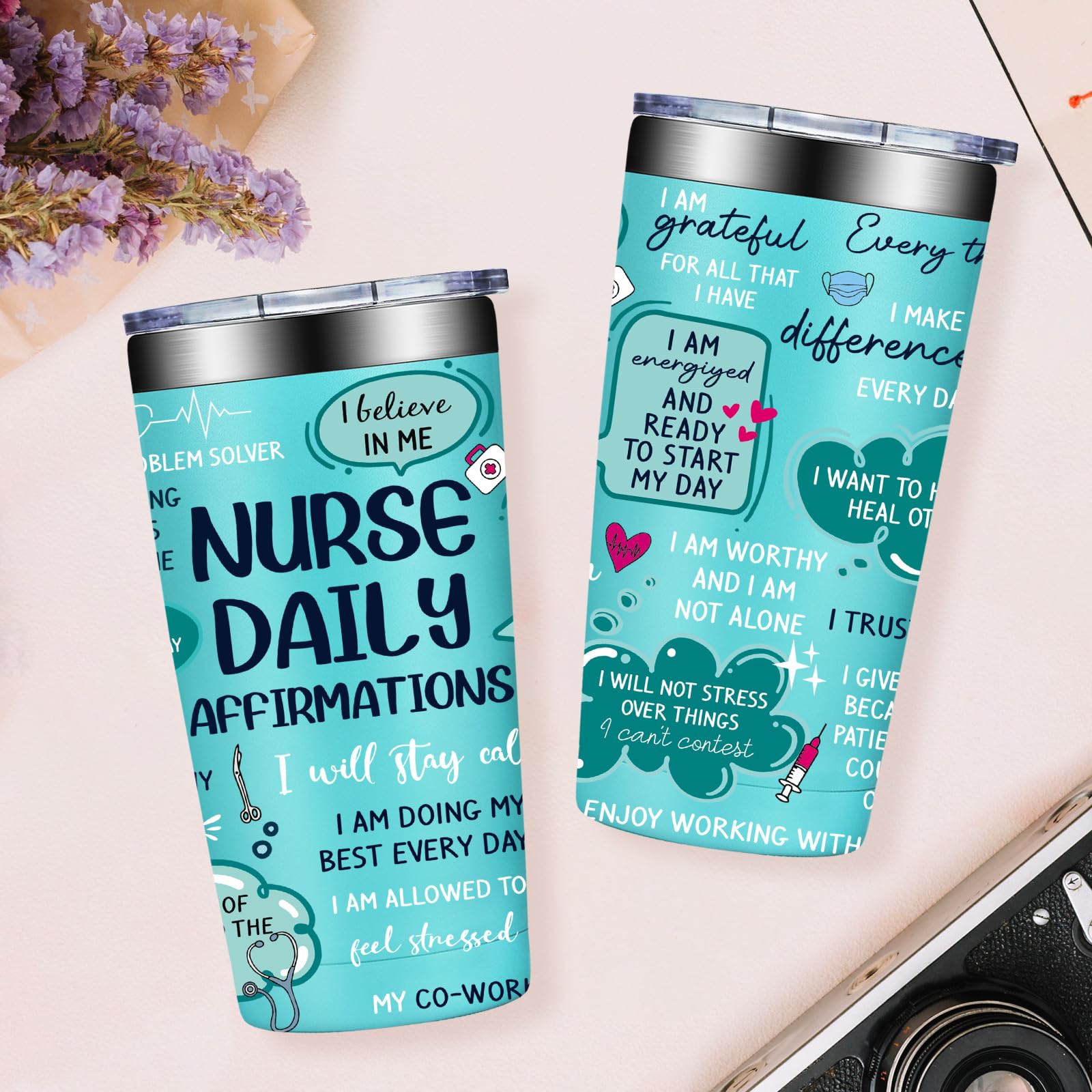 Grifarny Nurse tumbler double-wall insulation visual illustrating temperature retention
