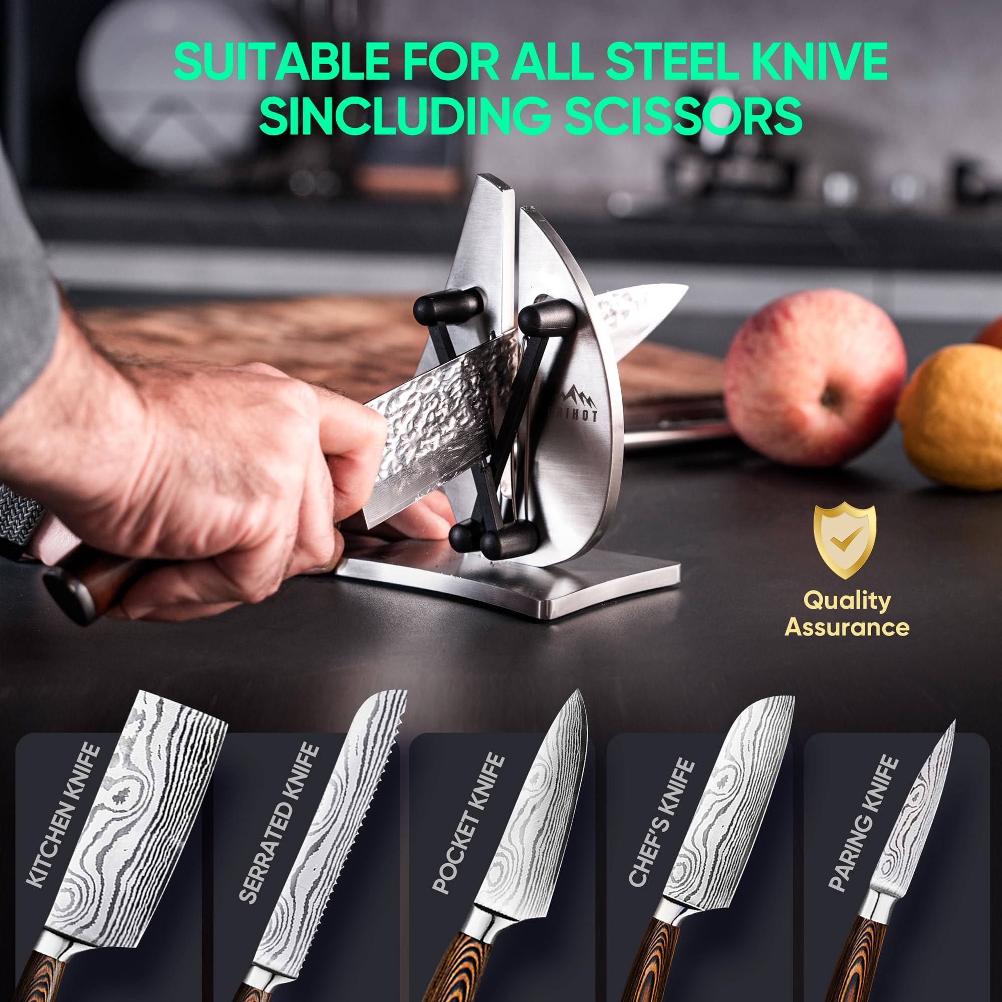 Grihot VN3 ergonomic sailing-inspired grip for comfortable sharpening sessions.