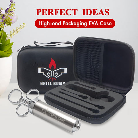 GRILL BUMP three-needle injection set for smooth brine flow.