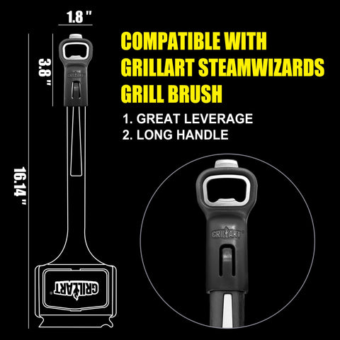 GRILLART ergonomic grip extension provides secure, comfortable handling.