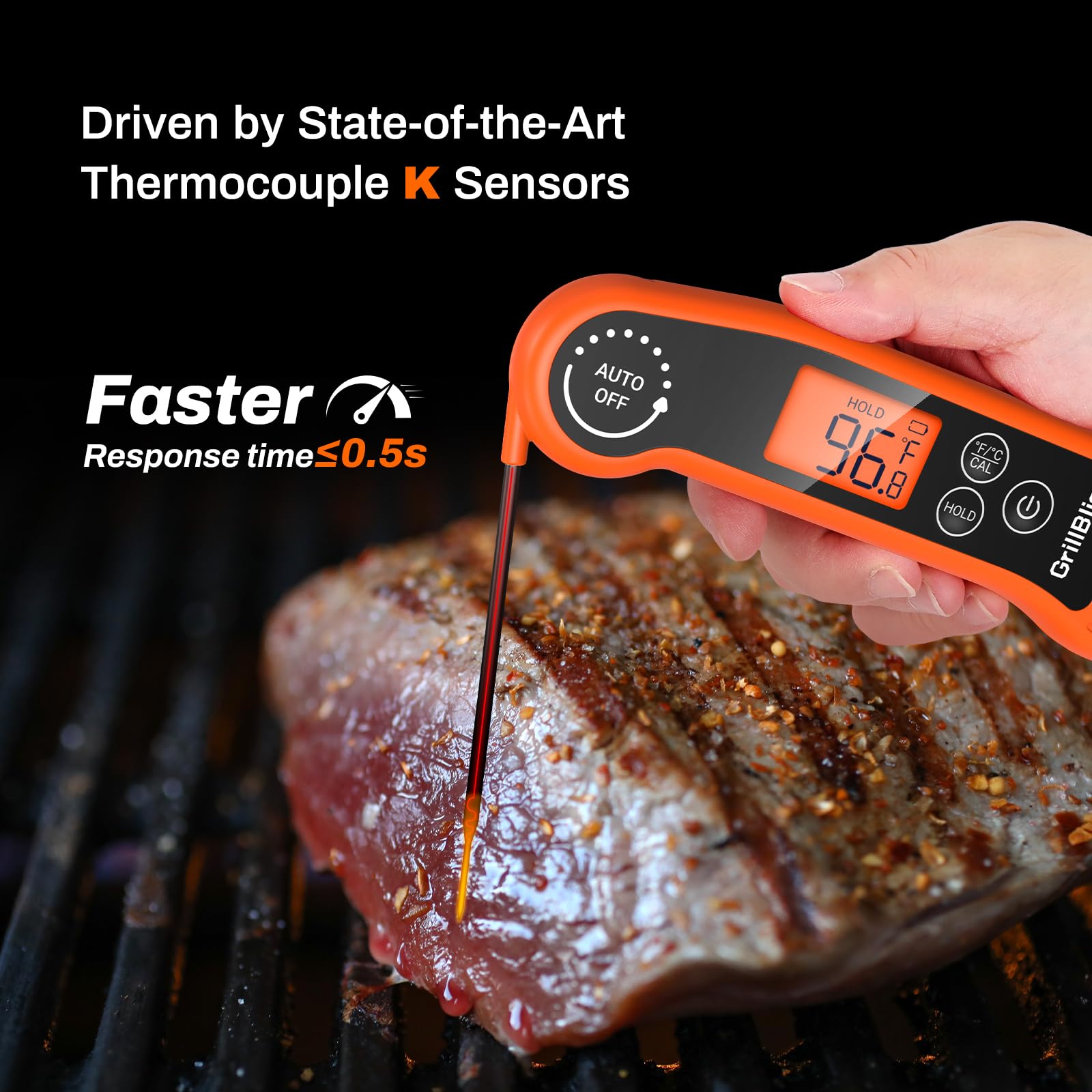 GrillBliss 1.42-inch backlit screen for easy readings day or night.