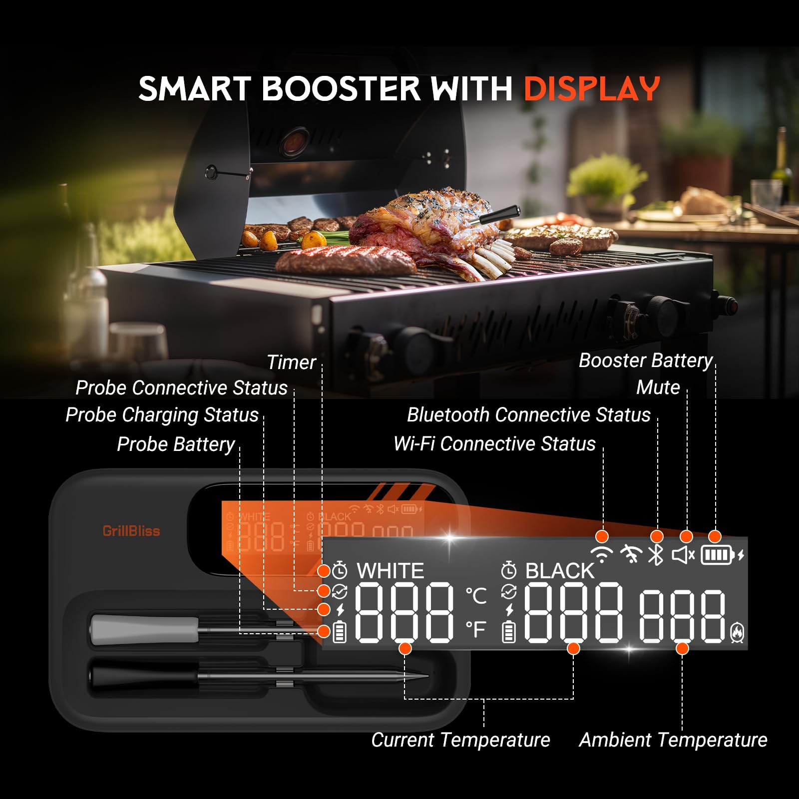 GrillBliss dual probes enable simultaneous food and environment tracking